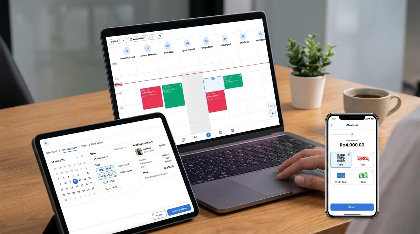 Neema scheduling, online booking, and QRIS payment